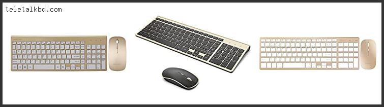 gold wireless mouse and keyboard