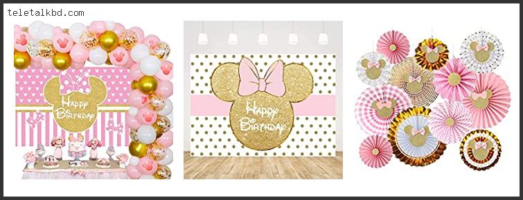 pink and gold minnie mouse decorations