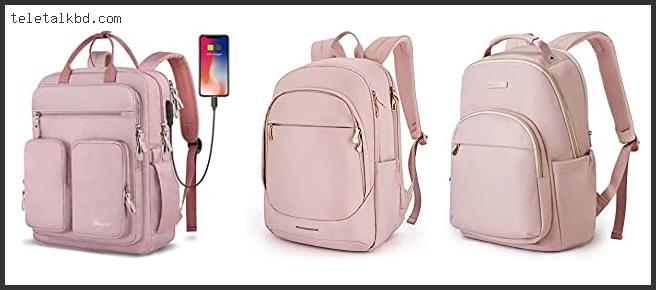 pink backpack with laptop compartment
