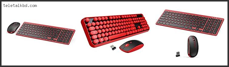 red wireless keyboard and mouse