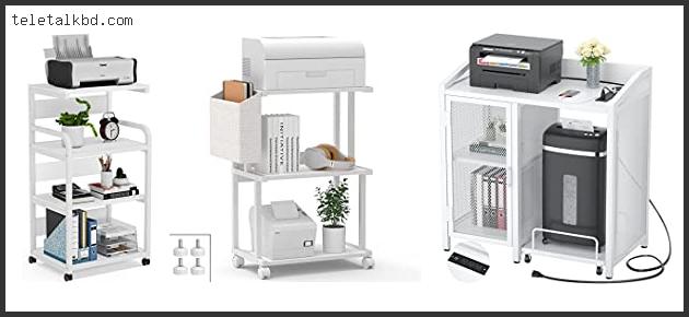 white printer stand with storage